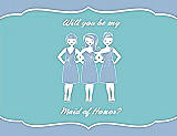 Front View Thumbnail - Ice Blue & Spa Will You Be My Maid of Honor Card - Girls