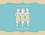 Front View Thumbnail - Ice Yellow & Spa Will You Be My Maid of Honor Card - Girls