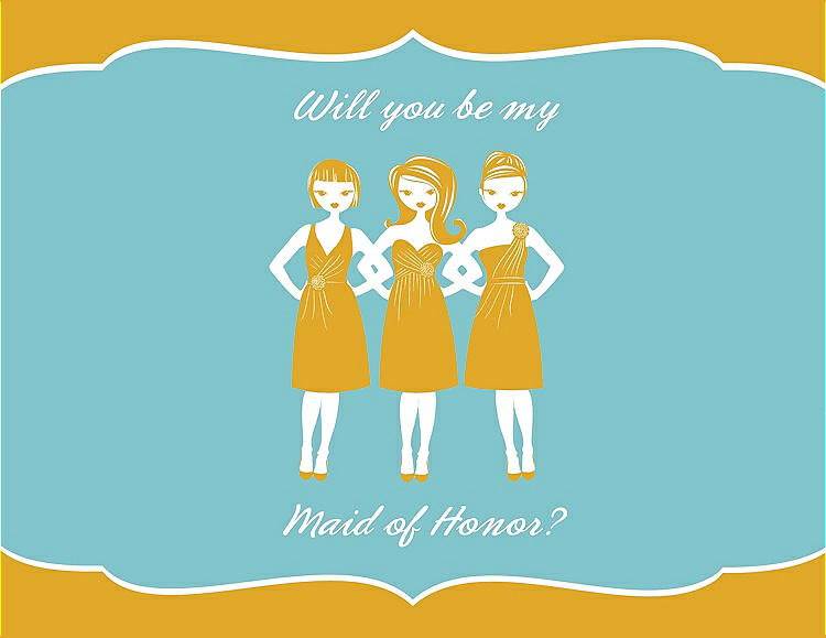 Front View - Mango & Spa Will You Be My Maid of Honor Card - Girls