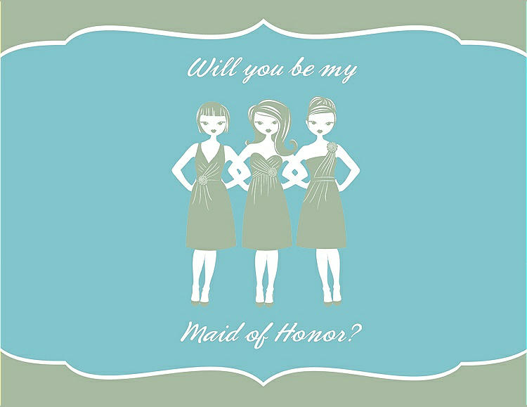 Front View - Mermaid & Spa Will You Be My Maid of Honor Card - Girls