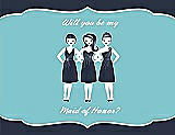 Front View Thumbnail - Midnight Navy & Spa Will You Be My Maid of Honor Card - Girls