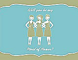 Front View Thumbnail - Mint & Spa Will You Be My Maid of Honor Card - Girls