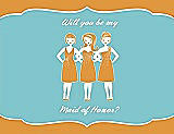 Front View Thumbnail - Orange Crush & Spa Will You Be My Maid of Honor Card - Girls