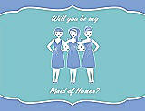 Front View Thumbnail - Periwinkle - PANTONE Serenity & Spa Will You Be My Maid of Honor Card - Girls
