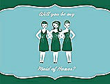 Front View Thumbnail - Pine Green & Spa Will You Be My Maid of Honor Card - Girls