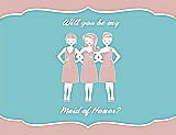 Front View Thumbnail - Petal Pink & Spa Will You Be My Maid of Honor Card - Girls