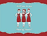Front View Thumbnail - Ribbon Red & Spa Will You Be My Maid of Honor Card - Girls