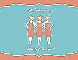 Front View Thumbnail - Tangerine & Spa Will You Be My Maid of Honor Card - Girls