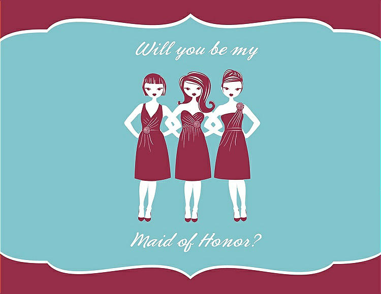 Front View - Valentine & Spa Will You Be My Maid of Honor Card - Girls