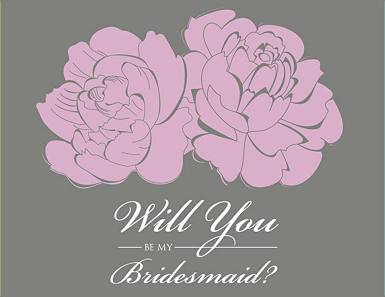 Front View - Hyacinth (iridescent Taffeta) & Charcoal Gray Will You Be My Bridesmaid Card - Flowers