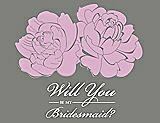 Front View Thumbnail - Hyacinth (iridescent Taffeta) & Charcoal Gray Will You Be My Bridesmaid Card - Flowers