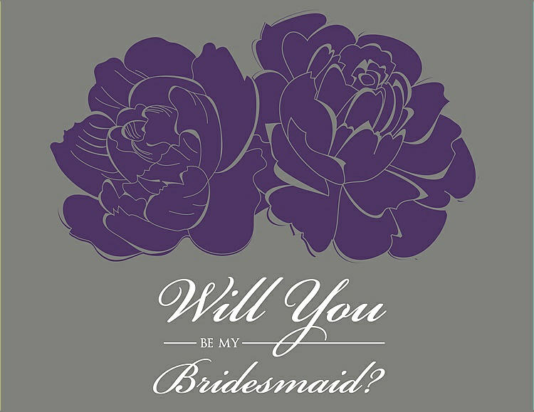 Front View - Majestic & Charcoal Gray Will You Be My Bridesmaid Card - Flowers