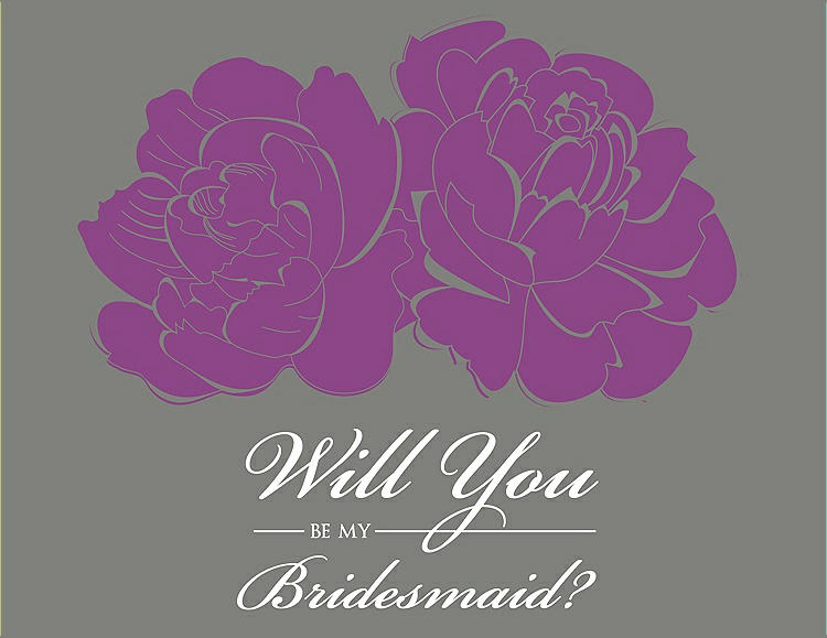 Front View - Orchid & Charcoal Gray Will You Be My Bridesmaid Card - Flowers
