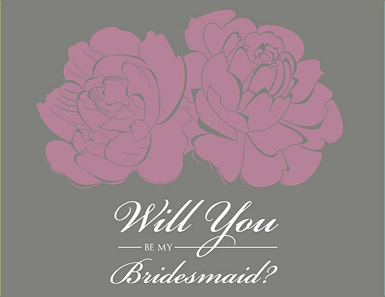 Front View - Rosebud & Charcoal Gray Will You Be My Bridesmaid Card - Flowers