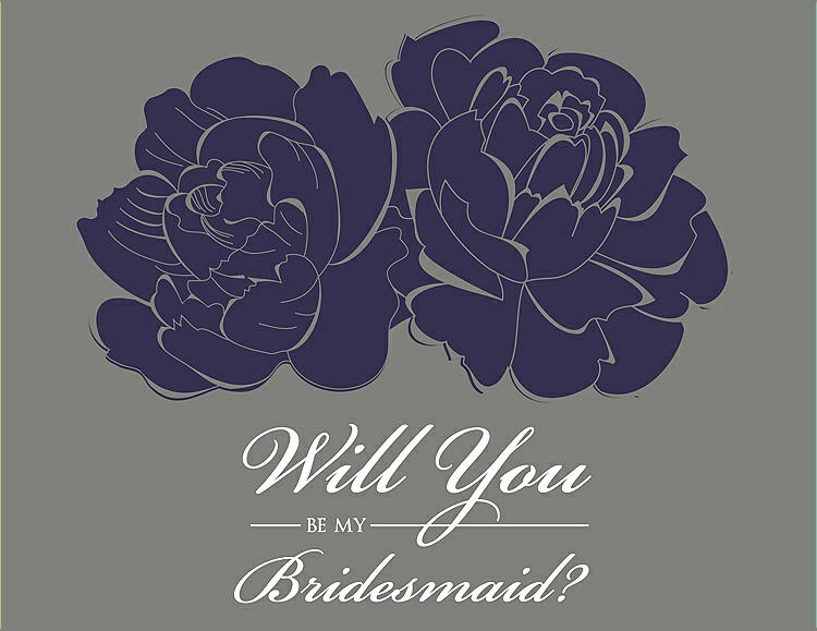 Front View - Amethyst & Charcoal Gray Will You Be My Bridesmaid Card - Flowers