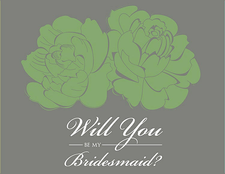 Front View - Appletini & Charcoal Gray Will You Be My Bridesmaid Card - Flowers