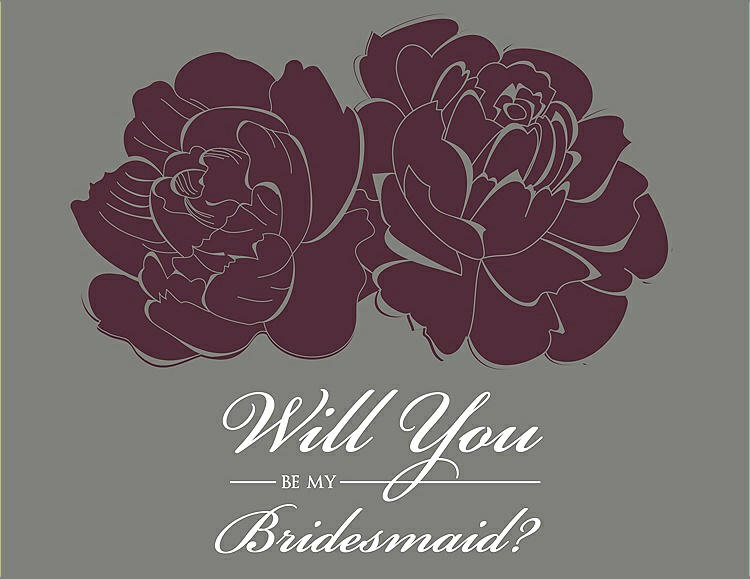 Front View - Bordeaux & Charcoal Gray Will You Be My Bridesmaid Card - Flowers