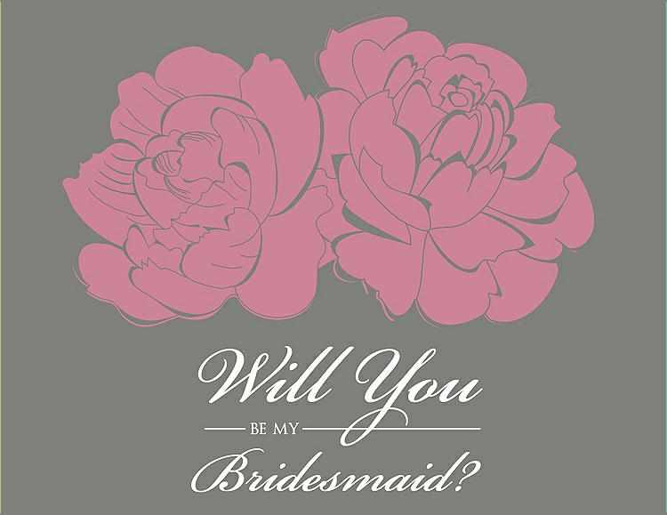 Front View - Carnation & Charcoal Gray Will You Be My Bridesmaid Card - Flowers