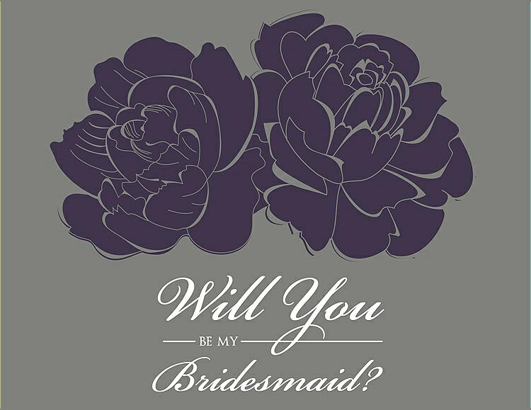 Front View - Concord & Charcoal Gray Will You Be My Bridesmaid Card - Flowers