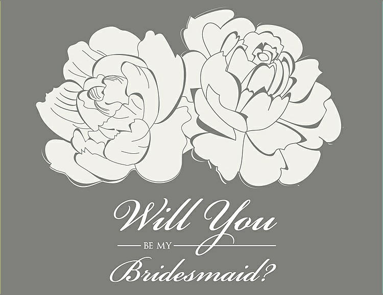 Front View - Ivory & Charcoal Gray Will You Be My Bridesmaid Card - Flowers