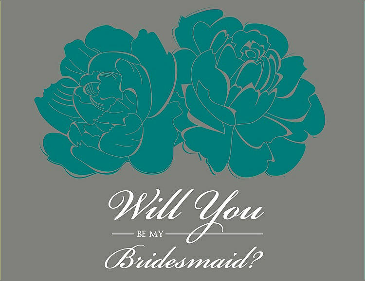 Front View - Jade & Charcoal Gray Will You Be My Bridesmaid Card - Flowers