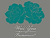Front View Thumbnail - Jade & Charcoal Gray Will You Be My Bridesmaid Card - Flowers