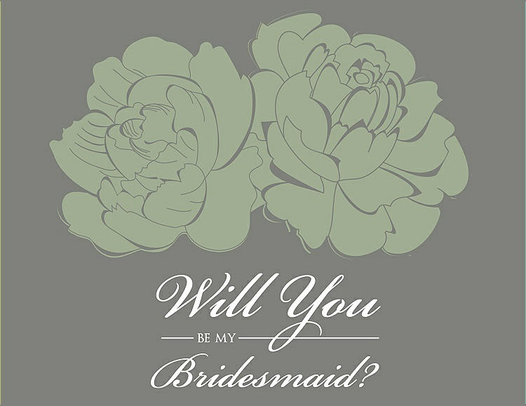 Front View - Kiwi & Charcoal Gray Will You Be My Bridesmaid Card - Flowers