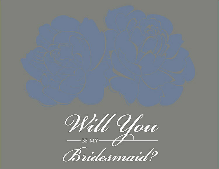 Front View - Larkspur Blue & Charcoal Gray Will You Be My Bridesmaid Card - Flowers