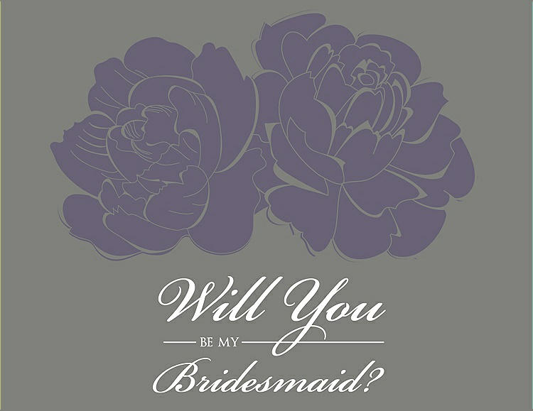 Front View - Lavender & Charcoal Gray Will You Be My Bridesmaid Card - Flowers