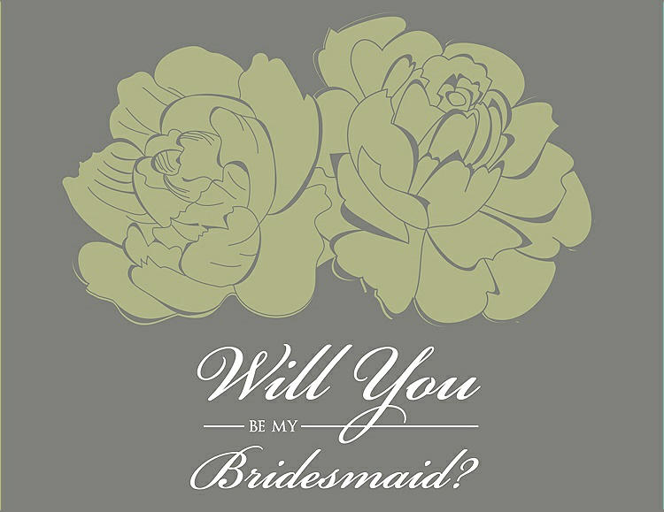 Front View - Mint & Charcoal Gray Will You Be My Bridesmaid Card - Flowers