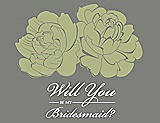 Front View Thumbnail - Mint & Charcoal Gray Will You Be My Bridesmaid Card - Flowers
