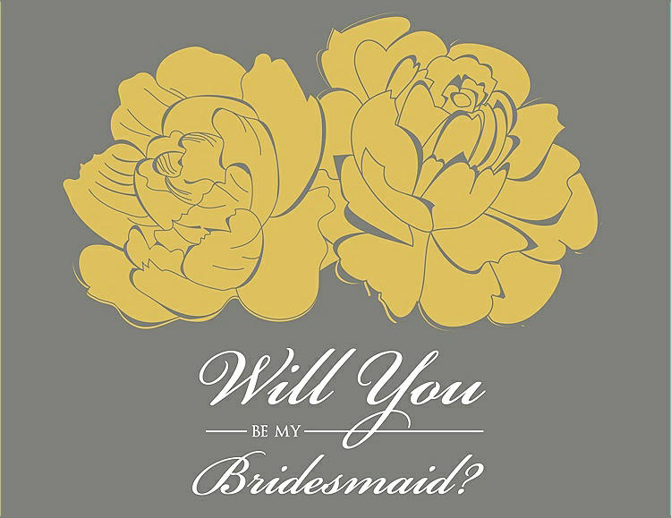 Front View - Marigold & Charcoal Gray Will You Be My Bridesmaid Card - Flowers