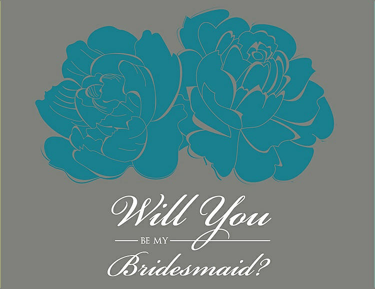 Front View - Niagara & Charcoal Gray Will You Be My Bridesmaid Card - Flowers