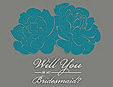 Front View Thumbnail - Niagara & Charcoal Gray Will You Be My Bridesmaid Card - Flowers
