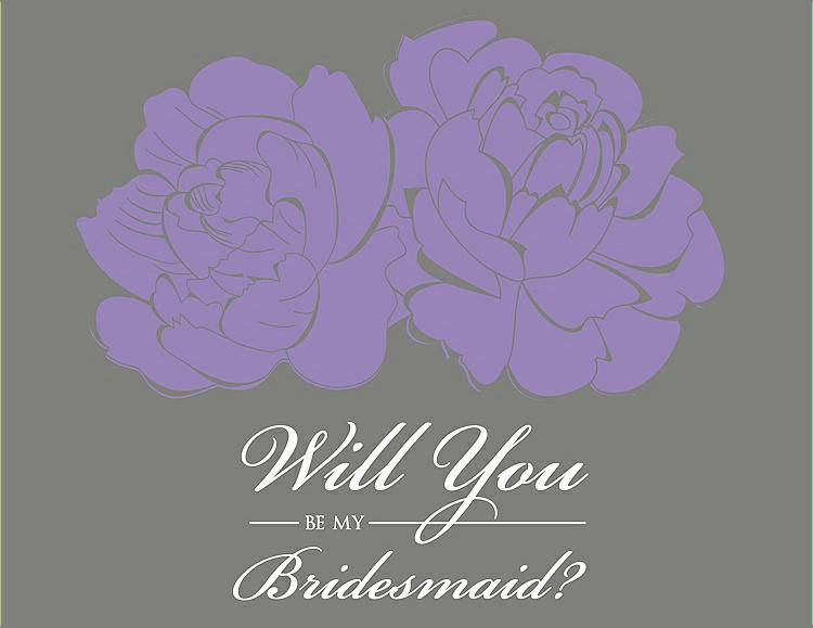 Front View - Pansy & Charcoal Gray Will You Be My Bridesmaid Card - Flowers