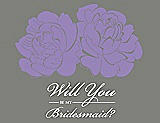 Front View Thumbnail - Pansy & Charcoal Gray Will You Be My Bridesmaid Card - Flowers