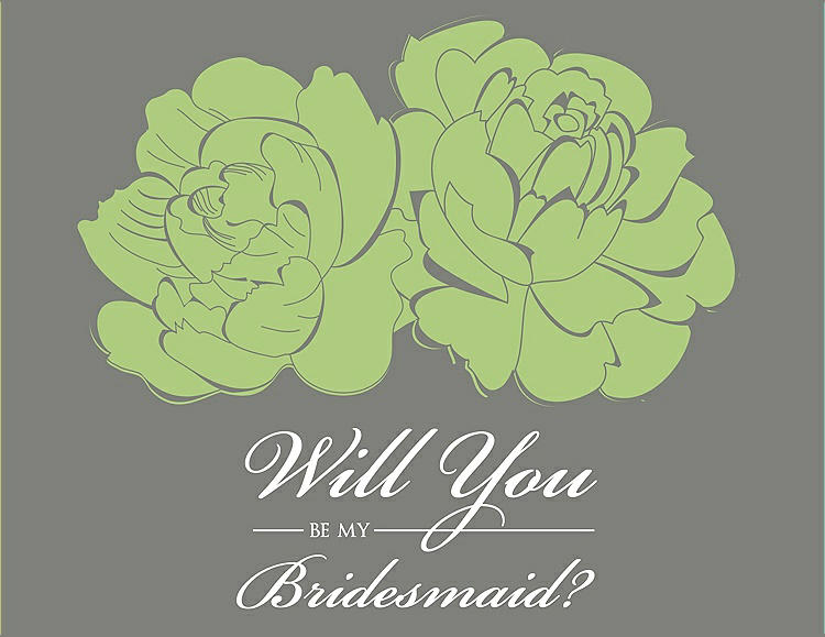 Front View - Pistachio & Charcoal Gray Will You Be My Bridesmaid Card - Flowers