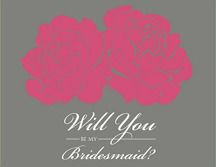 Front View - Rose Quartz & Charcoal Gray Will You Be My Bridesmaid Card - Flowers