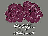 Front View Thumbnail - Ruby & Charcoal Gray Will You Be My Bridesmaid Card - Flowers