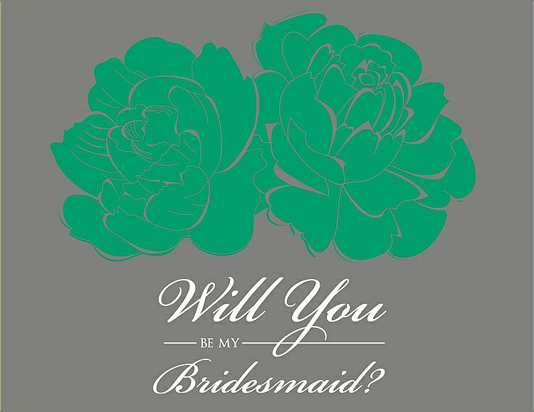 Front View - Shamrock & Charcoal Gray Will You Be My Bridesmaid Card - Flowers