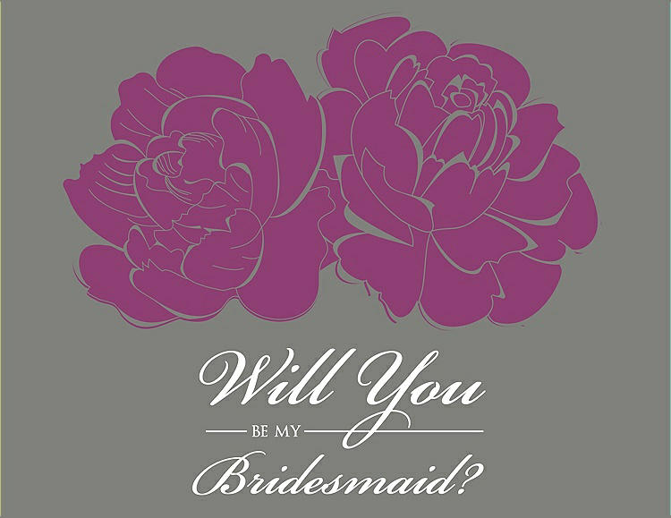 Front View - Sugar Plum & Charcoal Gray Will You Be My Bridesmaid Card - Flowers