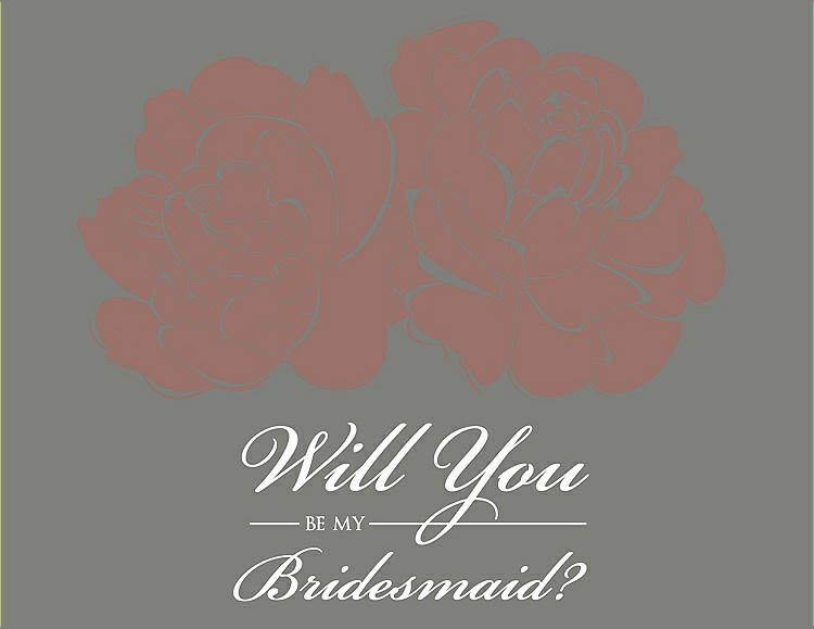 Front View - Toffee & Charcoal Gray Will You Be My Bridesmaid Card - Flowers