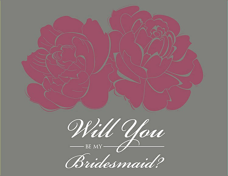 Front View - Tea Rose & Charcoal Gray Will You Be My Bridesmaid Card - Flowers