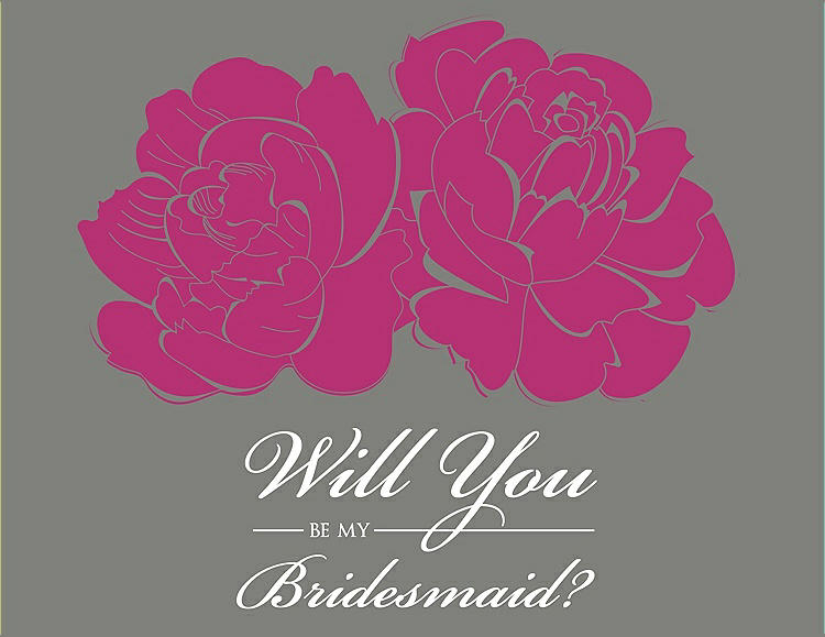 Front View - Tutti Frutti & Charcoal Gray Will You Be My Bridesmaid Card - Flowers