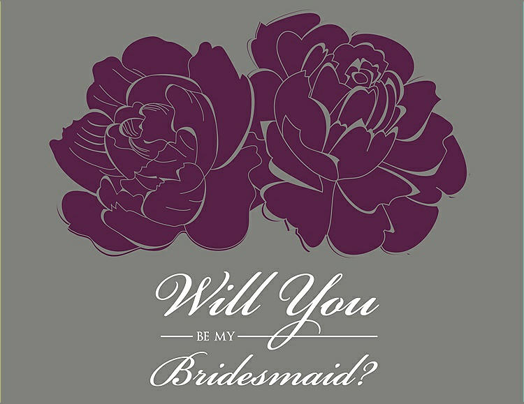 Front View - Wild Berry & Charcoal Gray Will You Be My Bridesmaid Card - Flowers