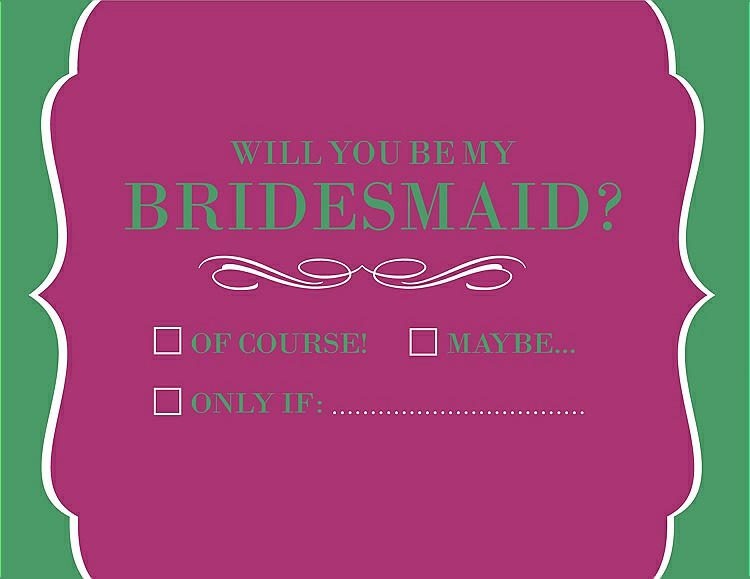 Front View - Cerise & Juniper Will You Be My Bridesmaid Card - Checkbox