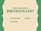 Front View Thumbnail - Corn Silk & Juniper Will You Be My Bridesmaid Card - Checkbox