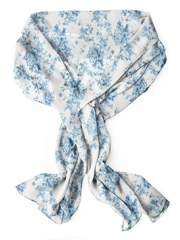 Back View - Cottage Rose Dusk Blue Lux Chiffon Stole