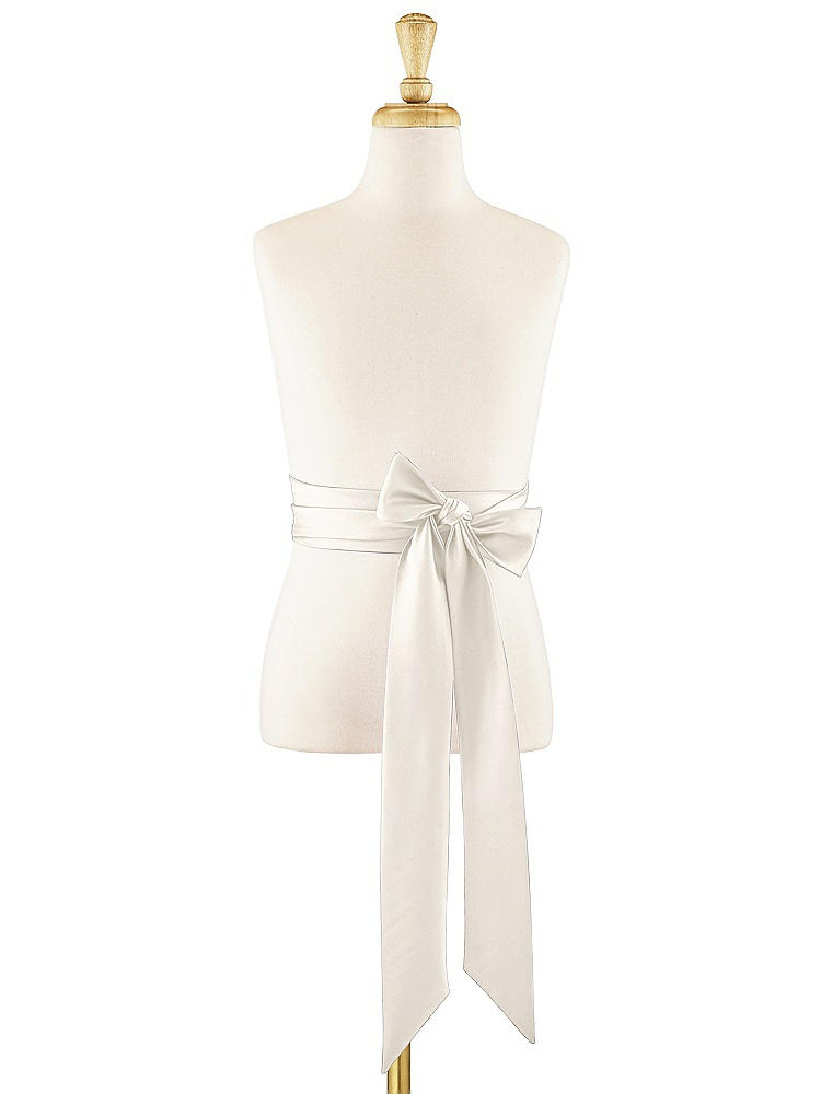 Front View - Ivory Matte Satin Flower Girl Sash
