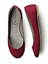 Front View Thumbnail - Burgundy Simple Satin Ballet Wedding Flats